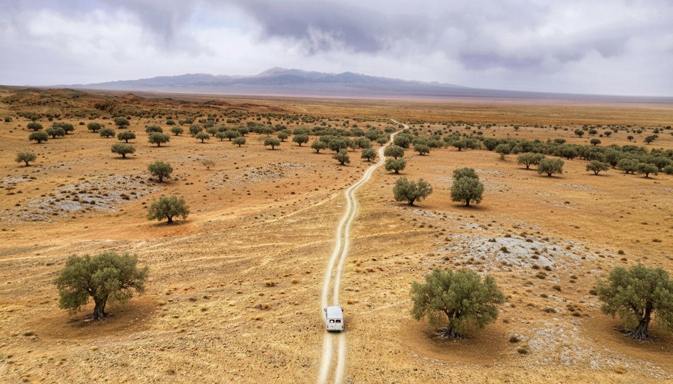 Furgone che percorre una strada deserta durante un viaggio in van life, immagine dedicata alla camperizzazione van e alla libertà di partire