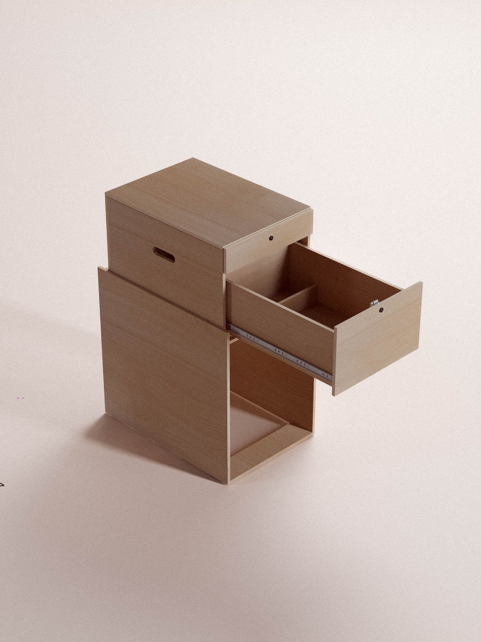 Nom Cook Compact con vano frigorifero integrato in still life, modulo cucina ultracompatto per camperizzazione van modulare.