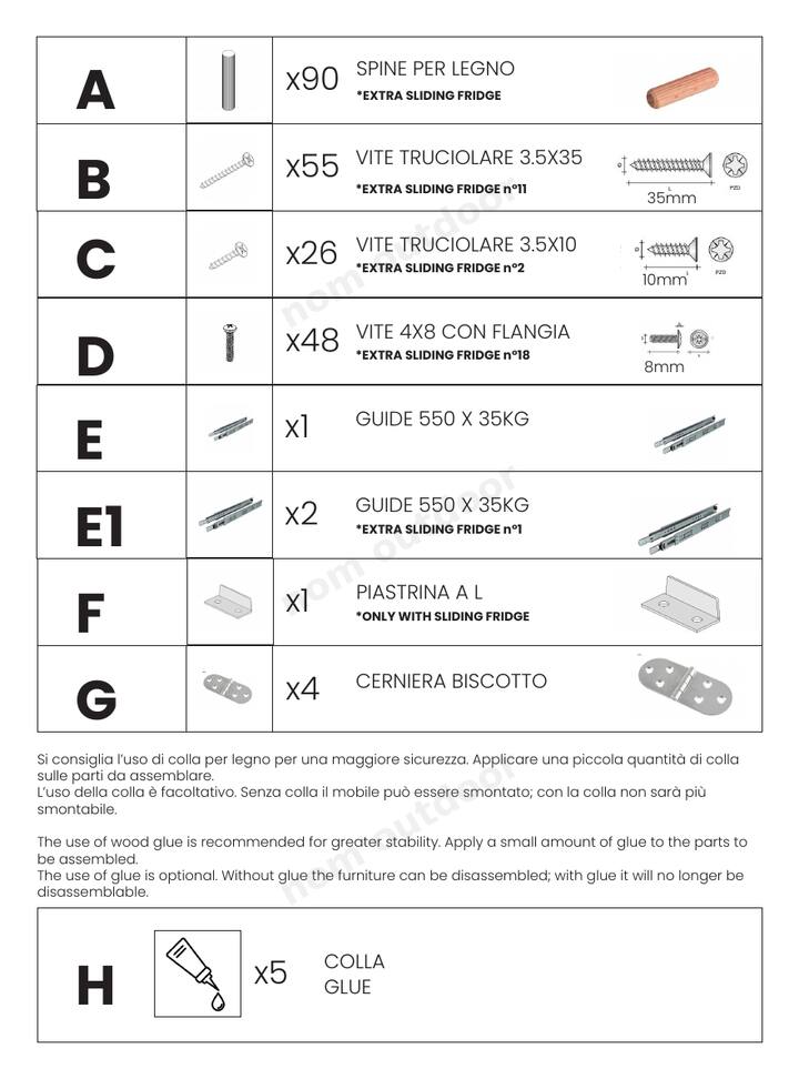 Tutta la ferramenta è nel kit