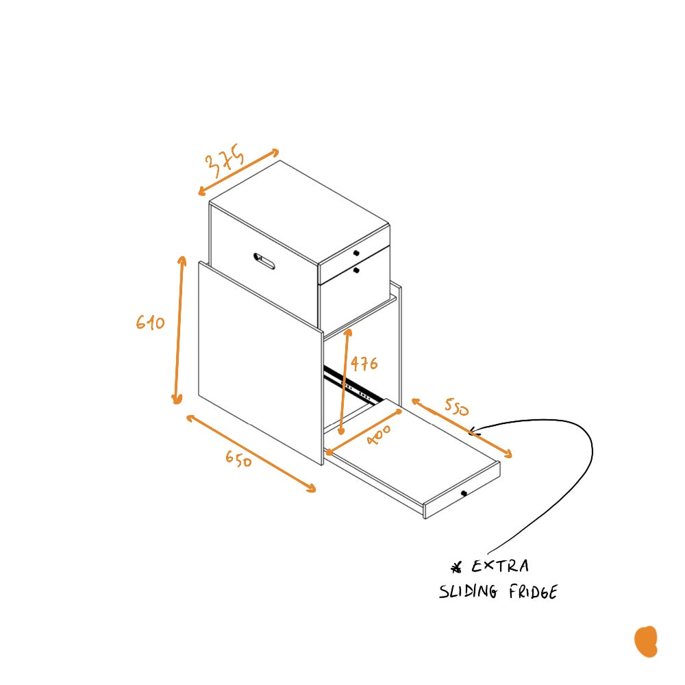 cucina allestimento misure con sliding fridge conversione van camper