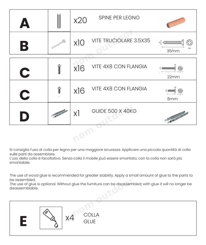 Tutta la ferramenta è nel kit