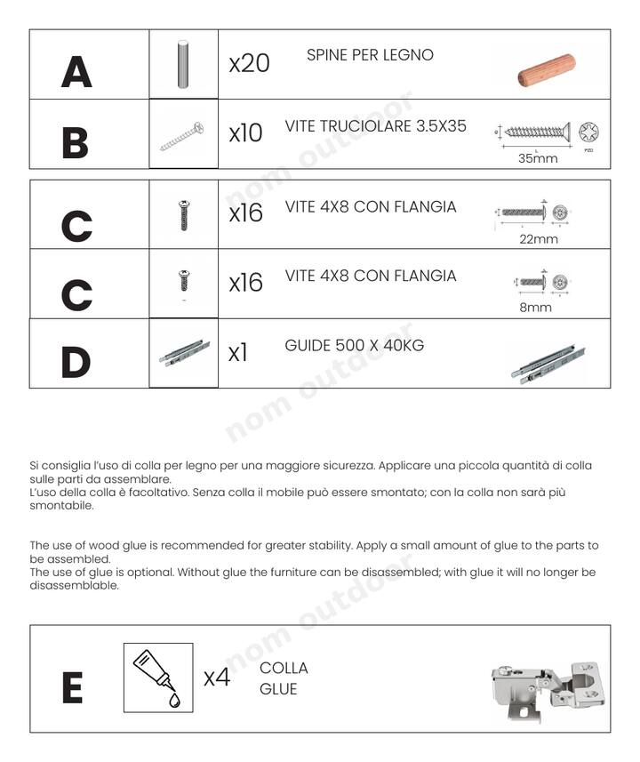 Tutta la ferramenta è nel kit