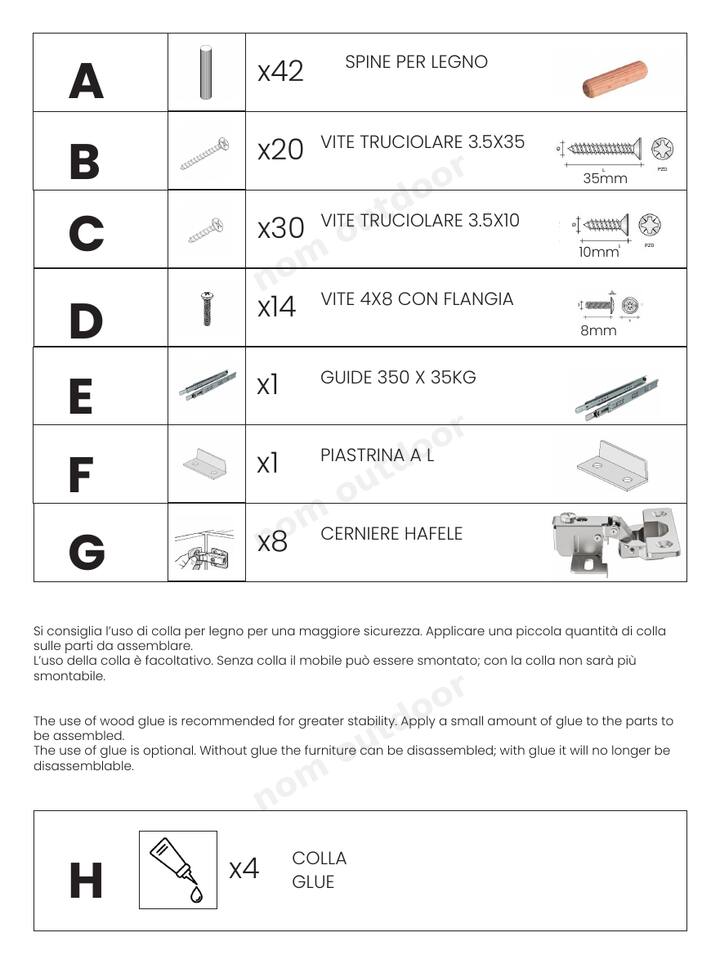 Tutta la ferramenta è nel kit