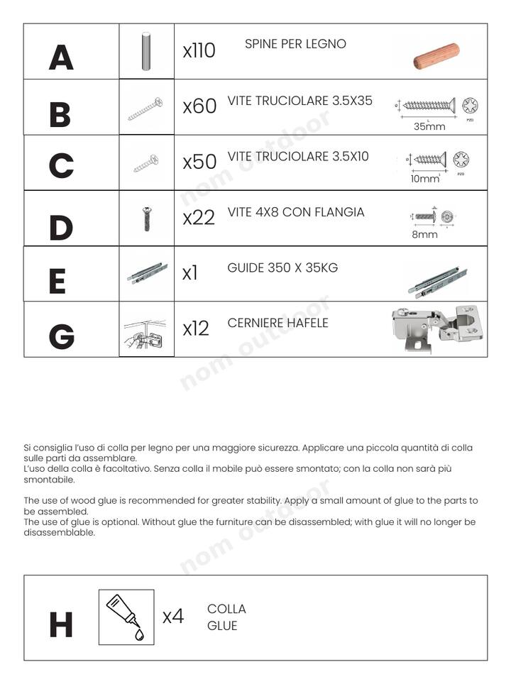 Tutta la ferramenta è nel kit